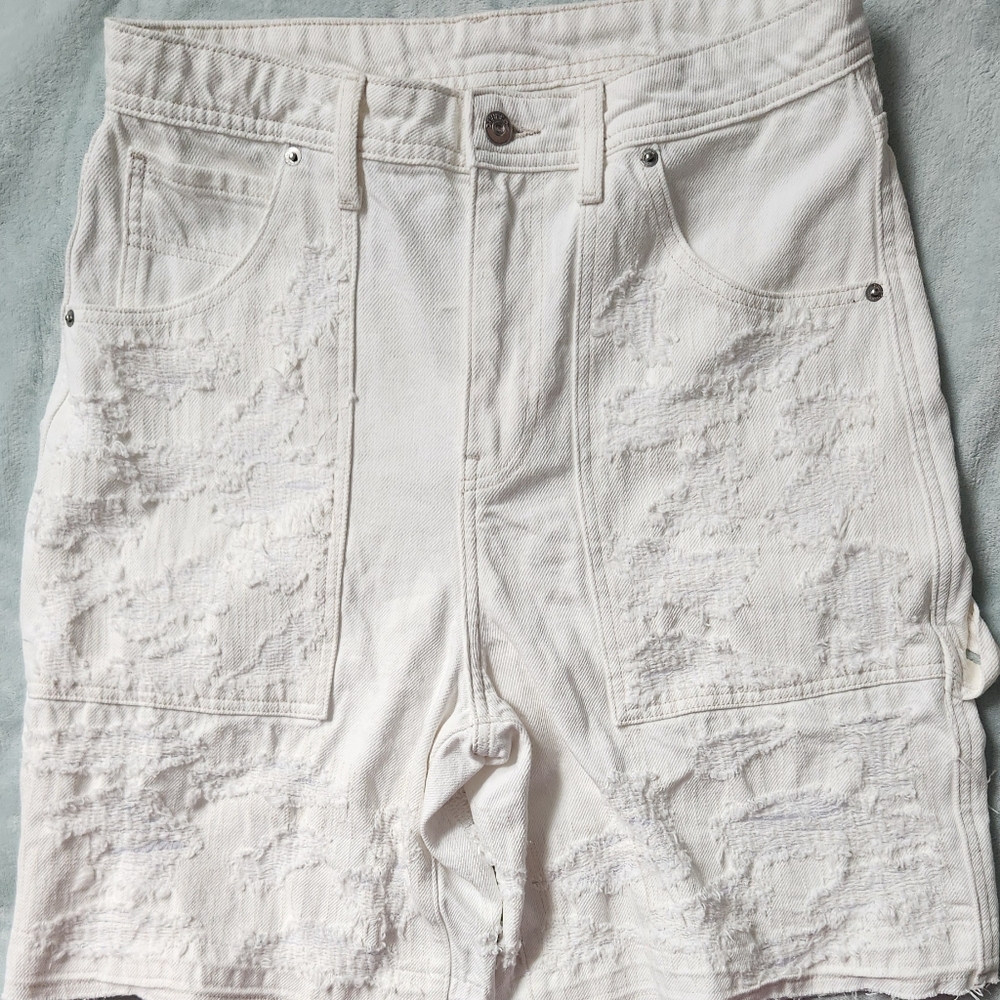 Nwot Textured Rip Cargo Style White Shorts H&M - Picture 8 of 8